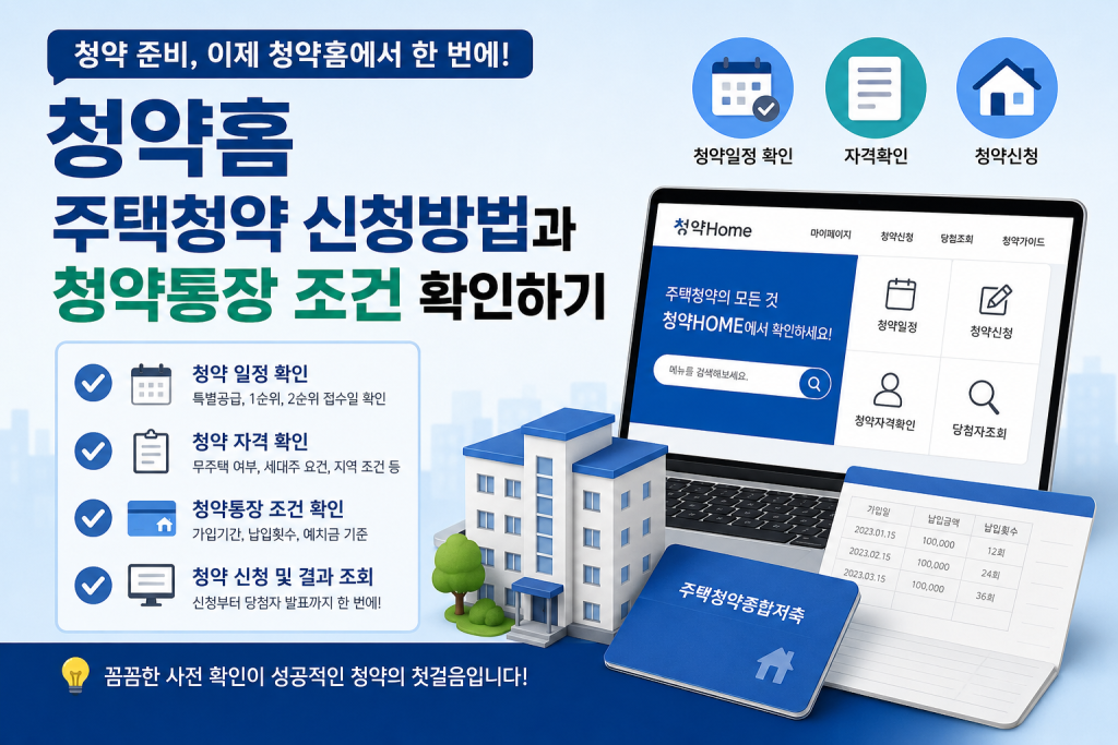 청약홈 주택청약 신청방법과 청약통장 조건 확인하기 대표 이미지