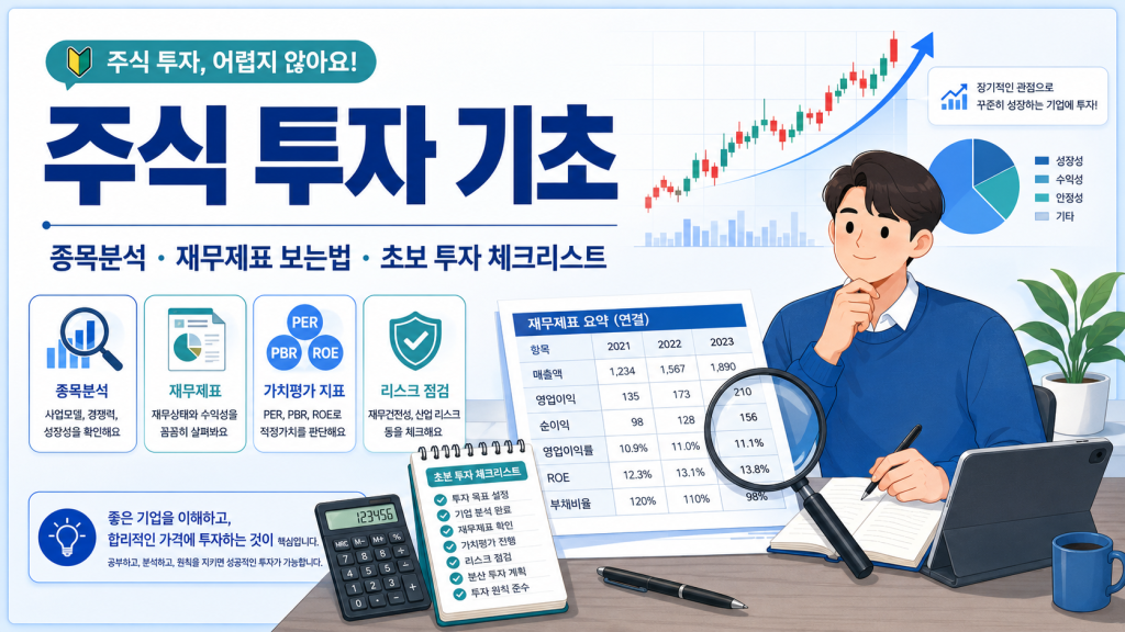 주식 투자 기초·종목분석·재무제표 보는법·초보 투자 체크리스트 대표 이미지
