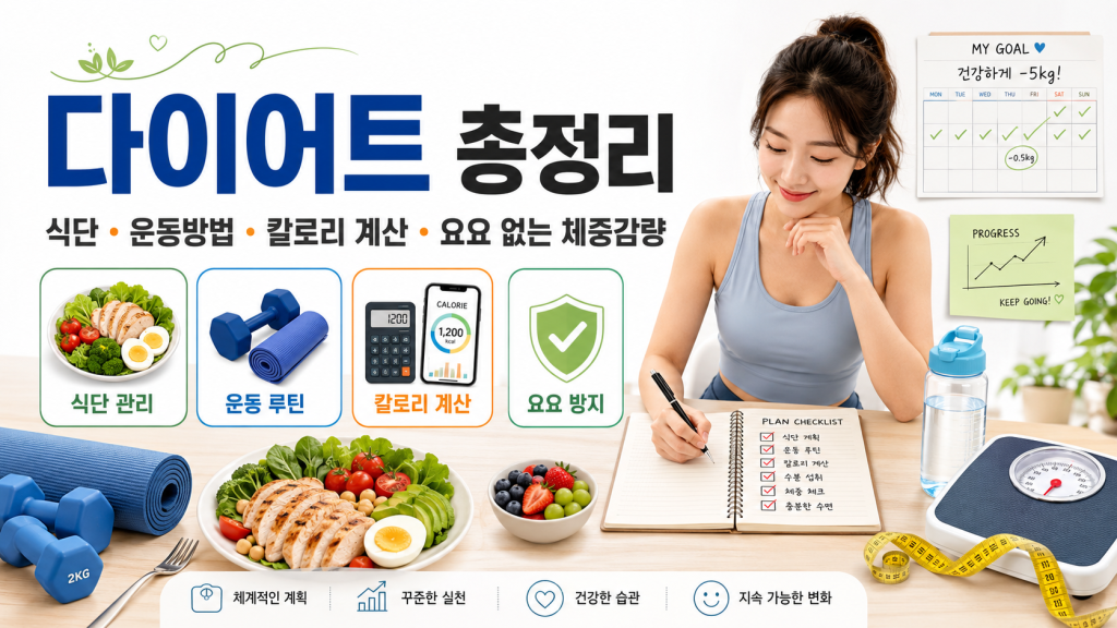 다이어트 식단·운동방법·칼로리 계산·요요 없는 체중감량 총정리 대표 이미지