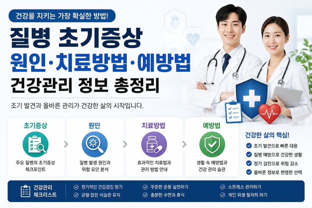 질병 초기증상·원인·치료방법·예방법까지 건강관리 정보 총정리 대표 이미지