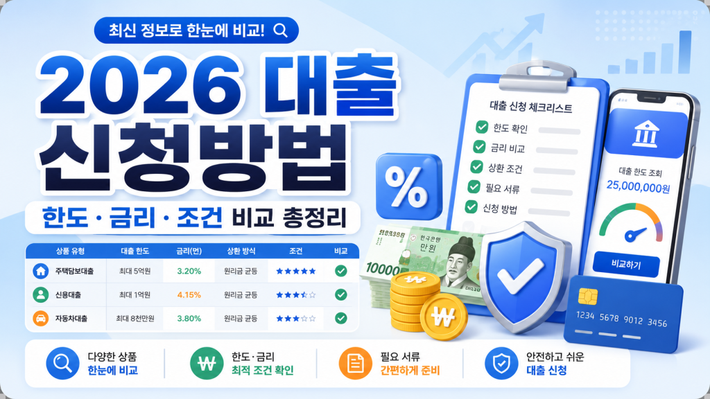 2026 대출 신청방법 한도 금리 조건 비교 총정리 대표 이미지