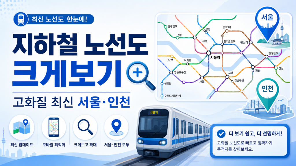 지하철 노선도 크게보기 고화질 최신 (서울 인천 대표 이미지