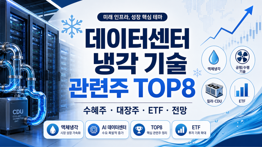 데이터센터 냉각 기술 관련주 TOP8 수혜주·대장주·ETF와 주식 전망 순위 대표 이미지