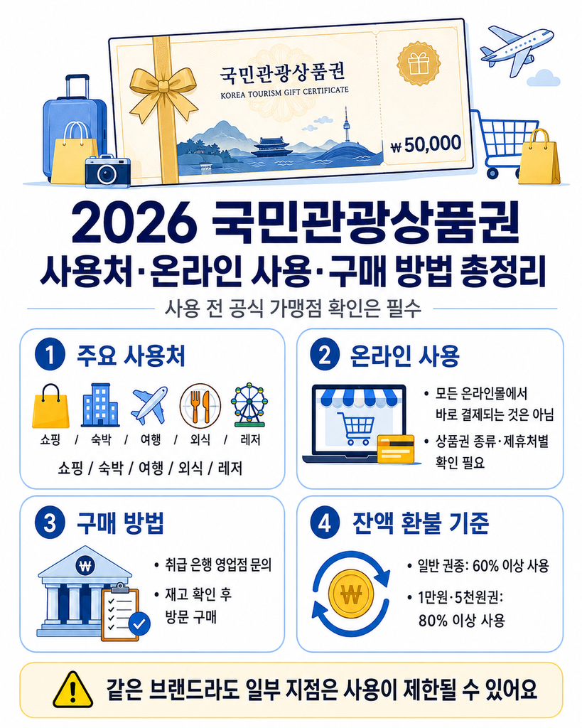 2026 국민관광상품권 사용처 온라인 사용 구매 방법 총정리 대표 이미지