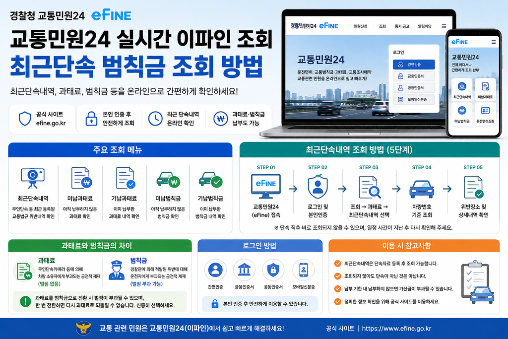 교통민원24 실시간 이파인 조회 최근단속 범칙금 조회 대표 이미지